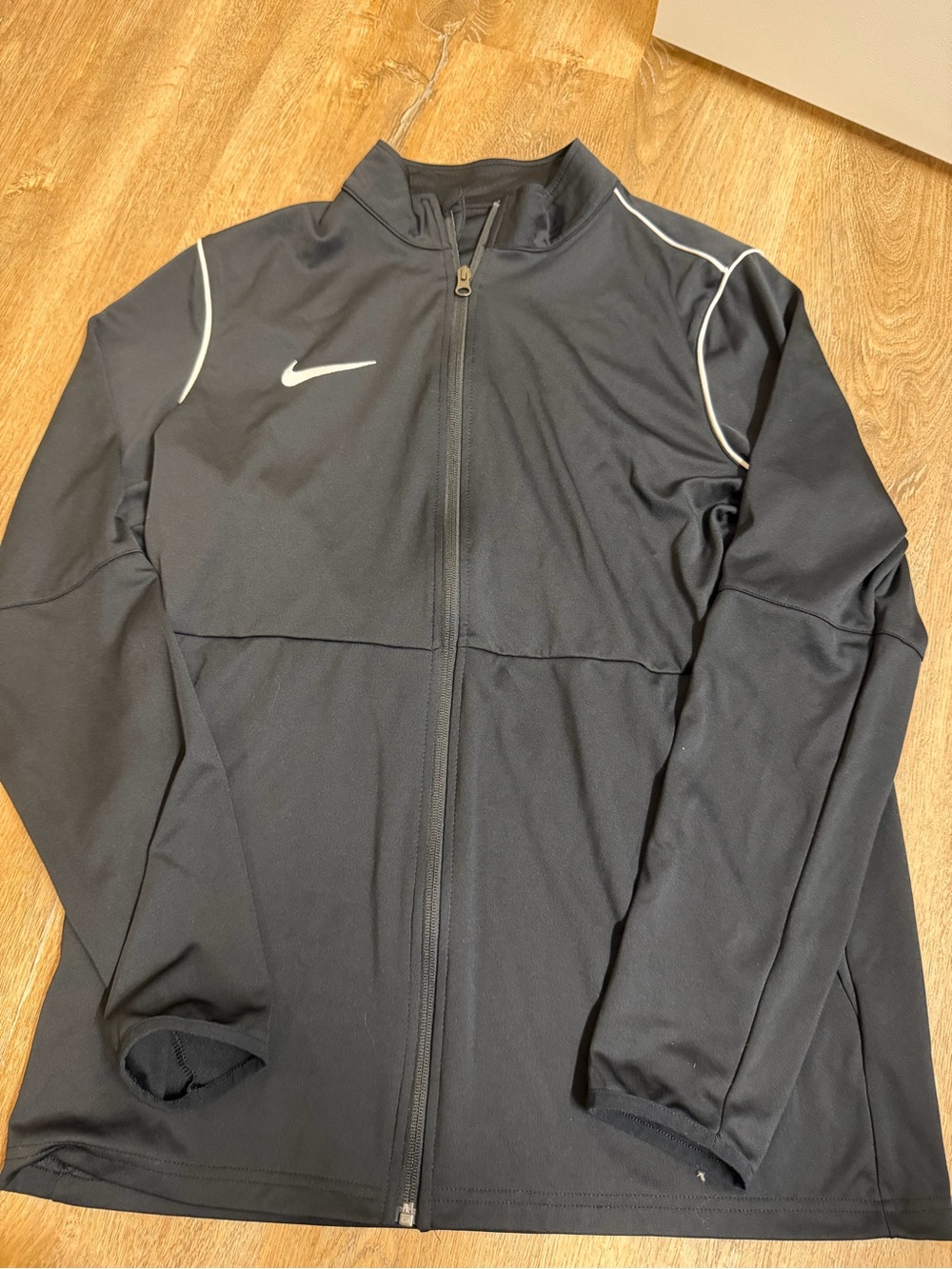 Nike Black Performance Full-Zip Jacket with White Piping